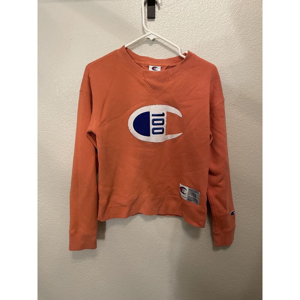 Champion 100‎ Peach Reverse Weave Long Sleeve Crewneck Sweatshirt Womens X Small